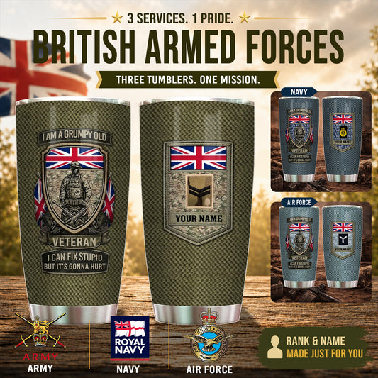 Personalized UK Veteran/ Soldier With Rank And Name Camo Tumbler - 17727552