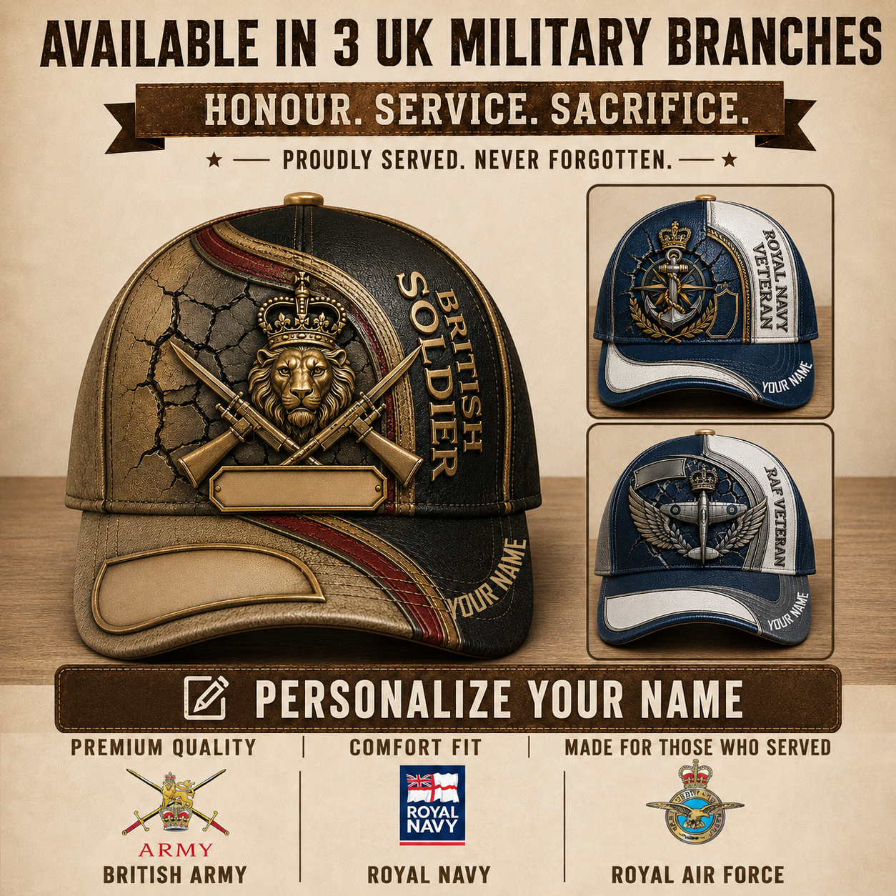 Personalized Name UK Soldier/Veterans All Over Printed Baseball Cap - QK1779667218