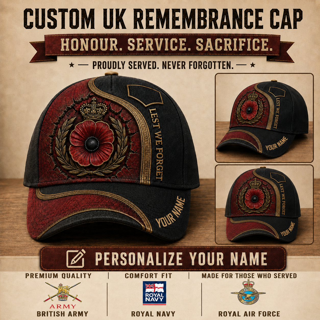 Personalized Name UK Soldier/Veterans All Over Printed Baseball Cap - QK1779667220