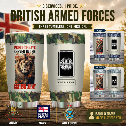 Personalized UK Veteran/ Soldier With Rank And Name Camo Tumbler - 1757289604