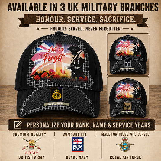 Personalized Rank And Name UK Soldier/Veterans Baseball Cap - 17680896