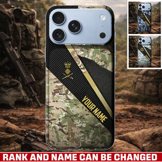 Personalized UK Veteran/ Soldier With Rank And Name Camo Phone Case - 17728416