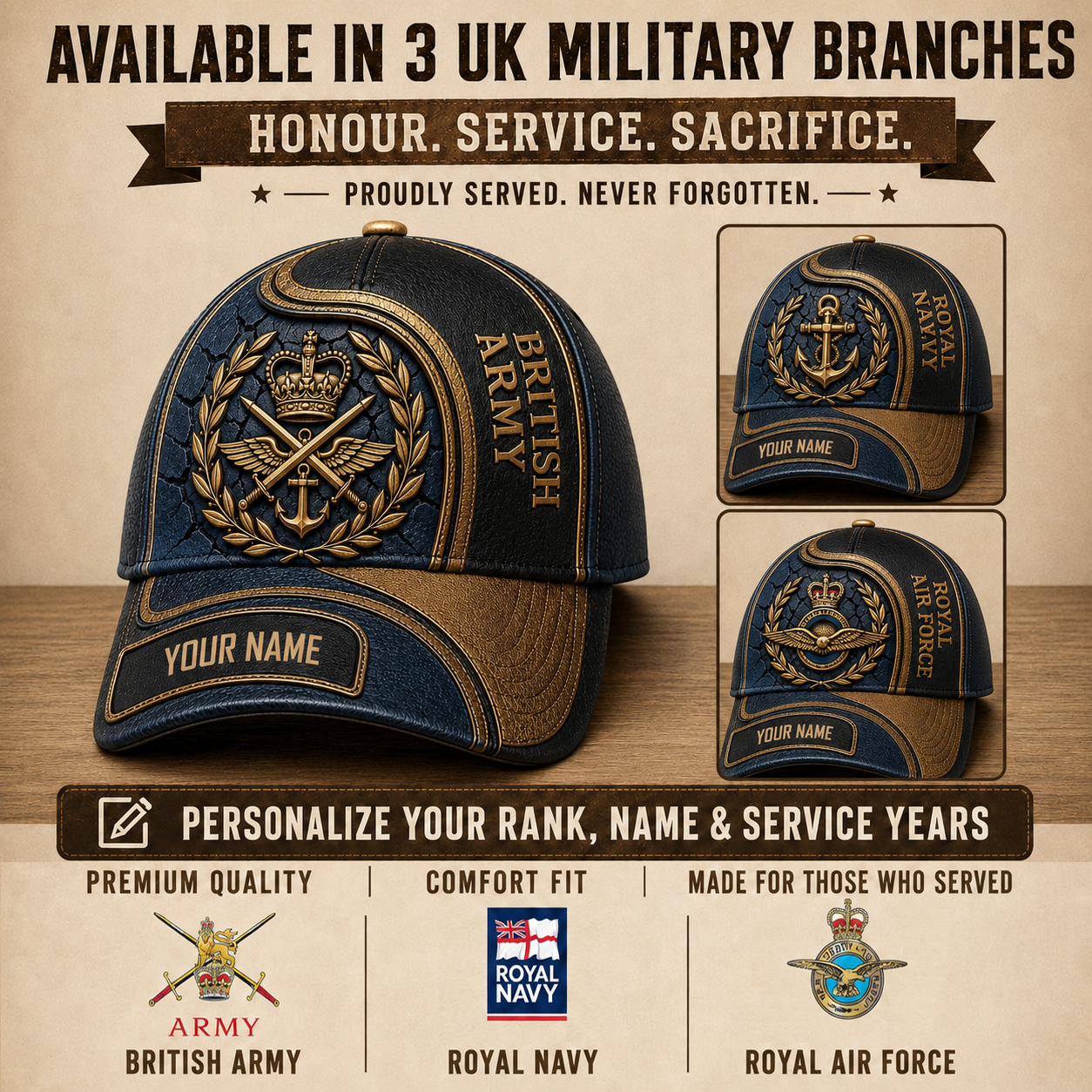 Personalized Name UK Soldier/Veterans All Over Printed Baseball Cap - QK1779667219