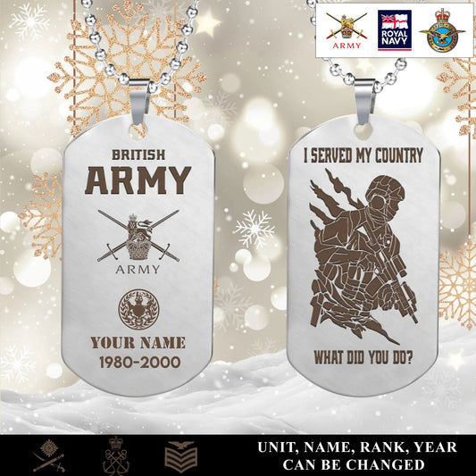 Personalized UK Soldier/Veteran with Rank, Name & Year Dog Tag Necklace - 17639424