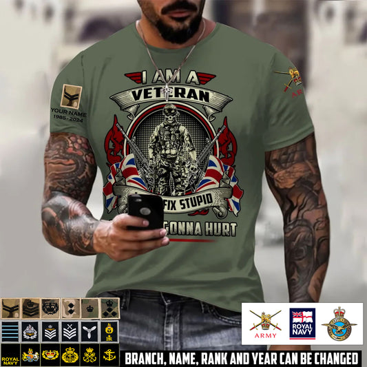 Personalized UK Soldier/Veteran Camo with Name, Year and Rank T-Shirt All Over Printed - 17413056
