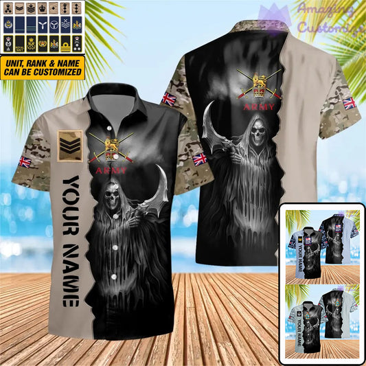 Personalized UK Soldier/ Veteran Camo With Name And Rank Hawaii Shirt 3D Printed  - 2601240001