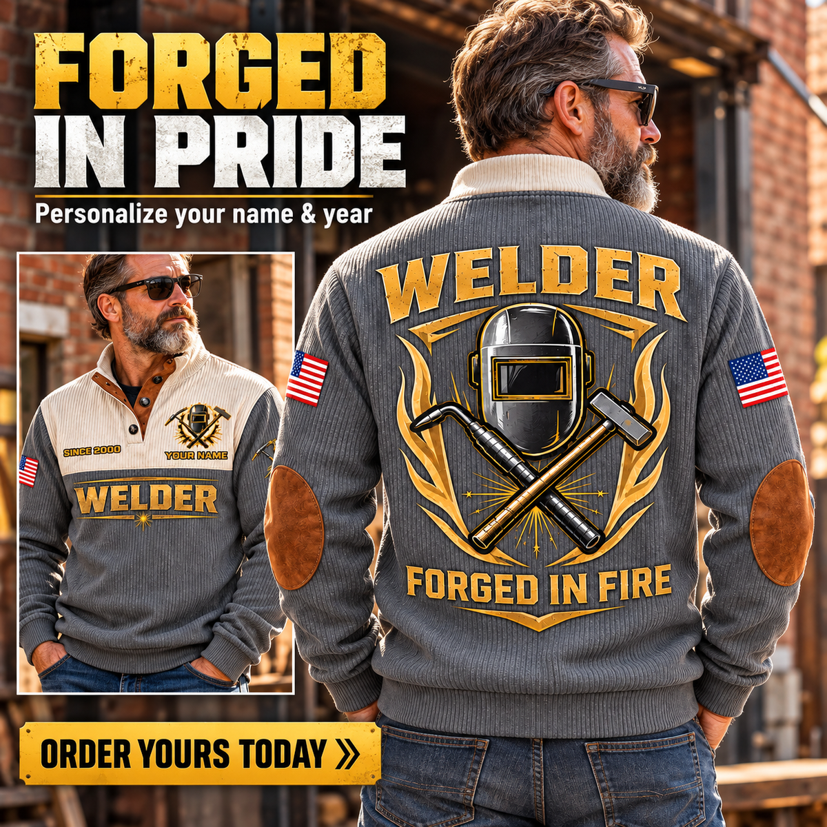 WLD03 personalized Welder sports sweatshirt square advertisement
