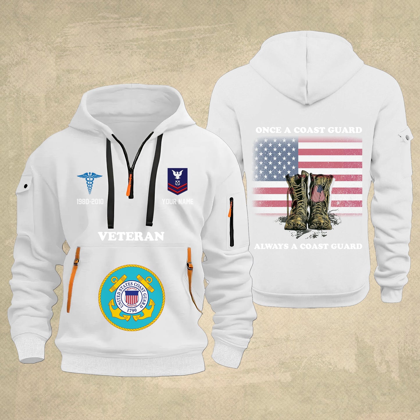 Coast Guard Rating - Personalized US Soldier/ Veteran With Name And Rank Zip Hoodie Multicolor - 17044128