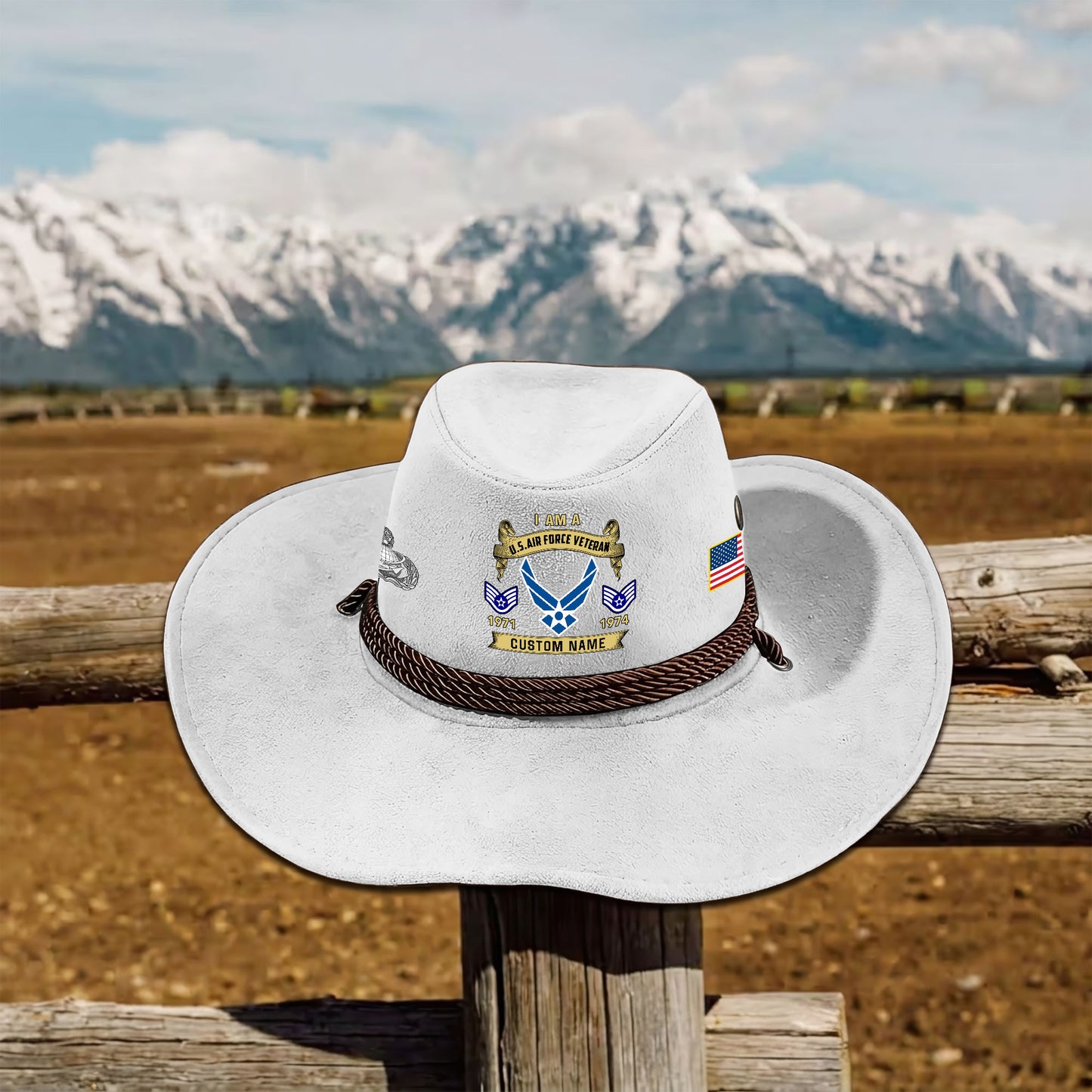 Air Force Badge - Personalized US Soldier/ Veteran With Rank, Name and Year Cowboy Hat - 1776902402