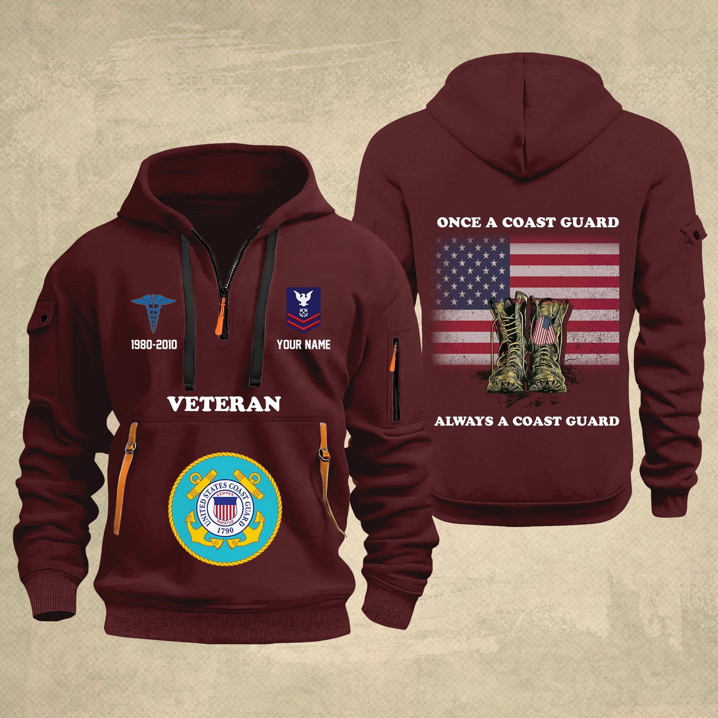 Coast Guard Rating - Personalized US Soldier/ Veteran With Name And Rank Zip Hoodie Multicolor - 17044128