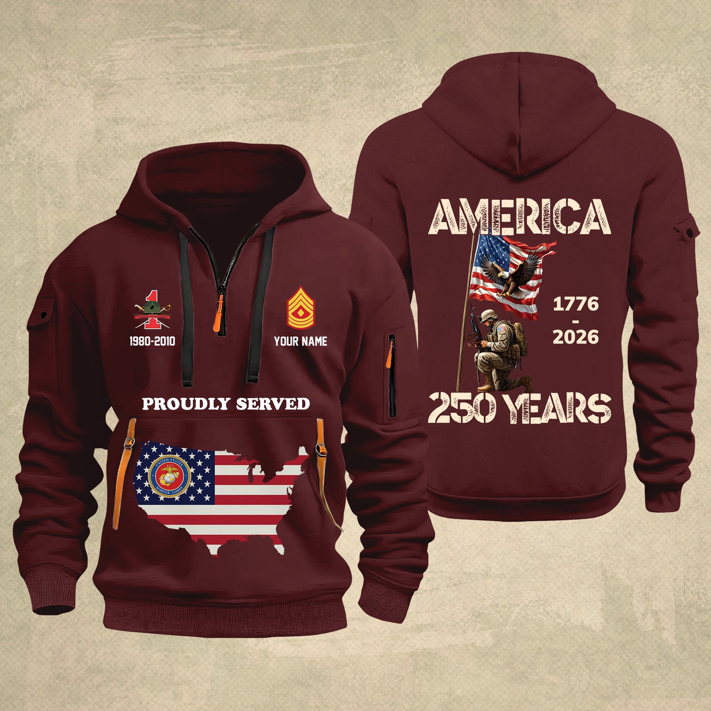 Marines Battalions - Personalized America 250 Years Zip Hoodie Multicolor, Custom U.S. Soldier Branch Hoodie, Happy Independence Day, 4th Of July Zip Hoodie - 1769040002