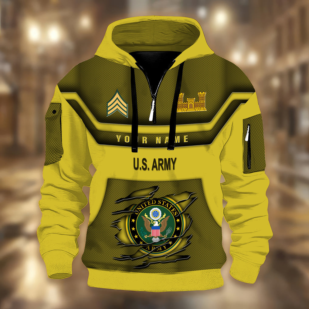 Army Branch - Personalized US Soldier/ Veteran 3D Half-zip Hoodie -17508096