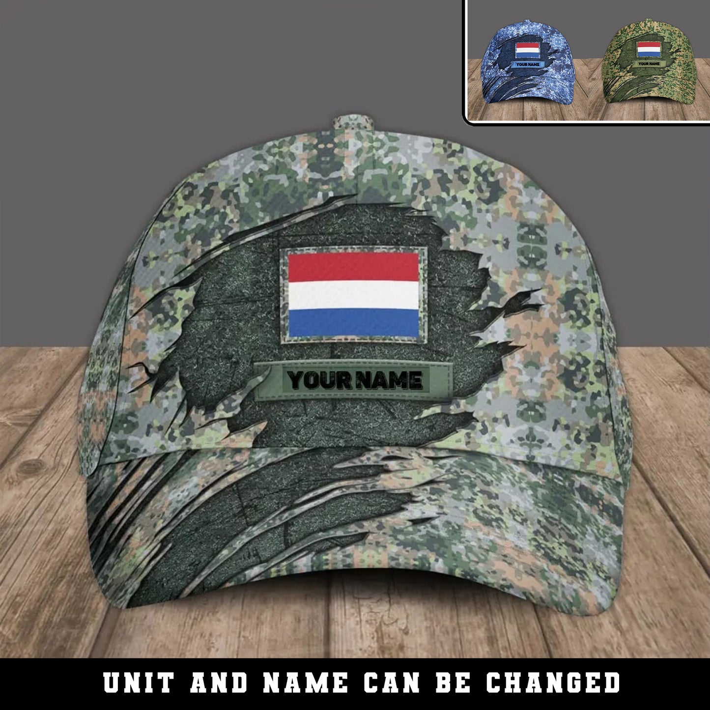 Casquette de baseball camouflage personnalisée pour soldat/vétéran des Pays-Bas - 1605230001 - D04