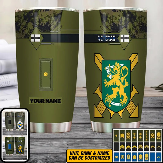 Personalized Finnish Veteran/Soldier With Rank And Name Camo Tumbler All Over Printed - 3004230001