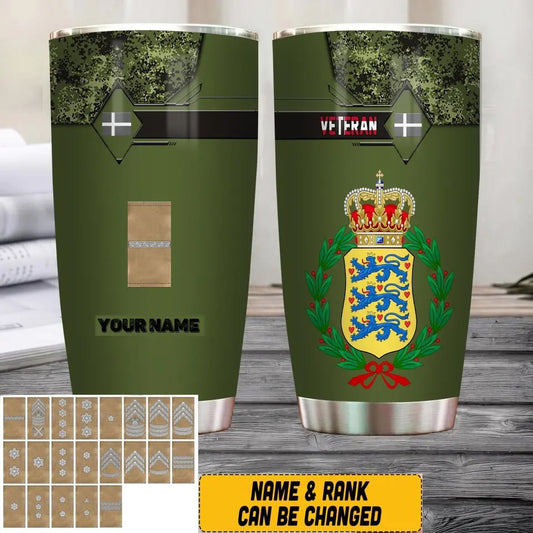 Personalized Danish Veteran/Soldier With Rank And Name Camo Tumbler All Over Printed - 3004230001