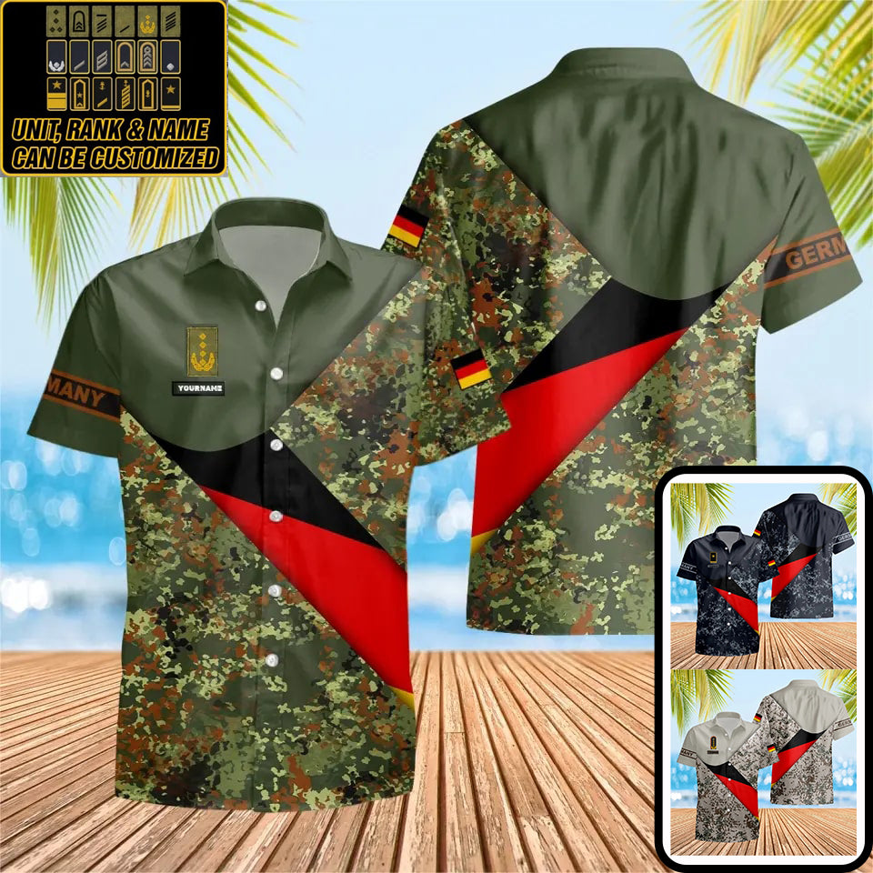 Personalized German Solider/ Veteran Camo With Name And Rank Hawaii Shirt 3D Printed - 0805230003