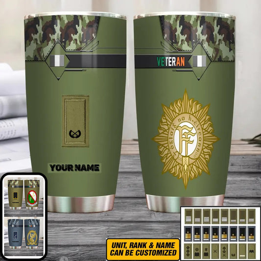 Personalisierter irischer Veteran/Soldat mit Rang und Namen, Camouflage-Becher, komplett bedruckt – 3004230001