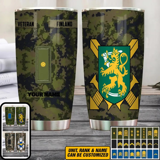 Personalized Finnish Veteran/Soldier With Rank And Name Camo Tumbler All Over Printed - 3004230002
