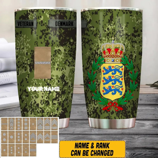 Personalized Danish Veteran/Soldier With Rank And Name Camo Tumbler All Over Printed - 3004230002