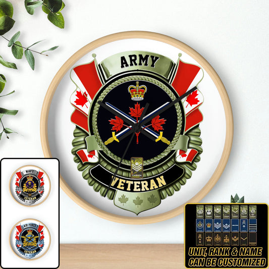 Personalized Rank Canadian Soldier/Veterans Camo Wooden Clock - 2102230001