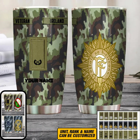 Personalized Irish Veteran/Soldier With Rank And Name Camo Tumbler All Over Printed - 3004230002
