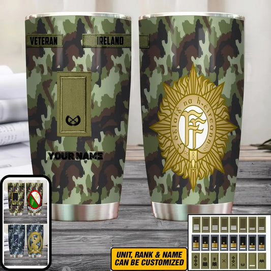 Personalized Irish Veteran/Soldier With Rank And Name Camo Tumbler All Over Printed - 1682812801