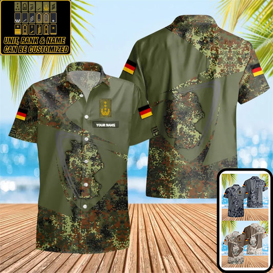Personalized German Solider/ Veteran Camo With Name And Rank Hawaii Shirt 3D Printed - 0604230004