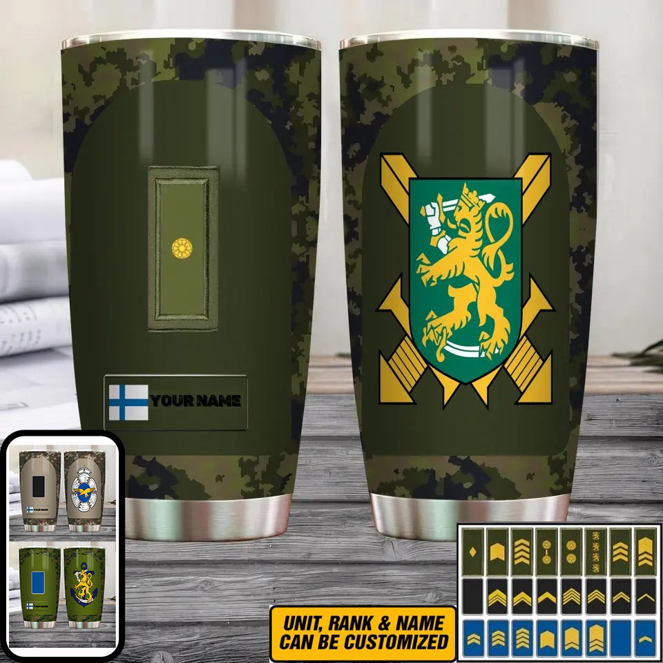 Personalized Finnish Veteran/Soldier With Rank And Name Camo Tumbler All Over Printed - 3004230003