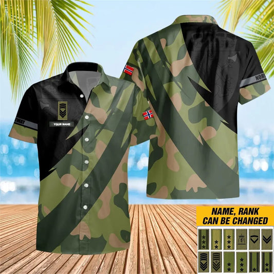 Personalized Norway Solider/ Veteran Camo With Name And Rank Hawaii Shirt 3D Printed - 3004230002