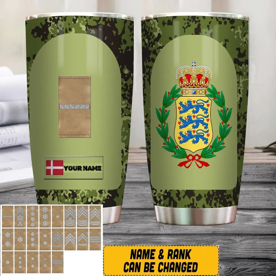 Personalized Danish Veteran/Soldier With Rank And Name Camo Tumbler All Over Printed - 1682812802