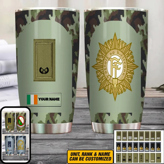 Personalized Irish Veteran/Soldier With Rank And Name Camo Tumbler All Over Printed - 3004230003