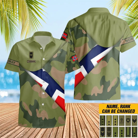 Personalized Norway Solider/ Veteran Camo With Name And Rank Hawaii Shirt 3D Printed - 0905230003