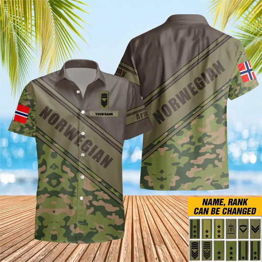 Personalized Norway Solider/ Veteran Camo With Name And Rank Hawaii Shirt 3D Printed - 3004230001