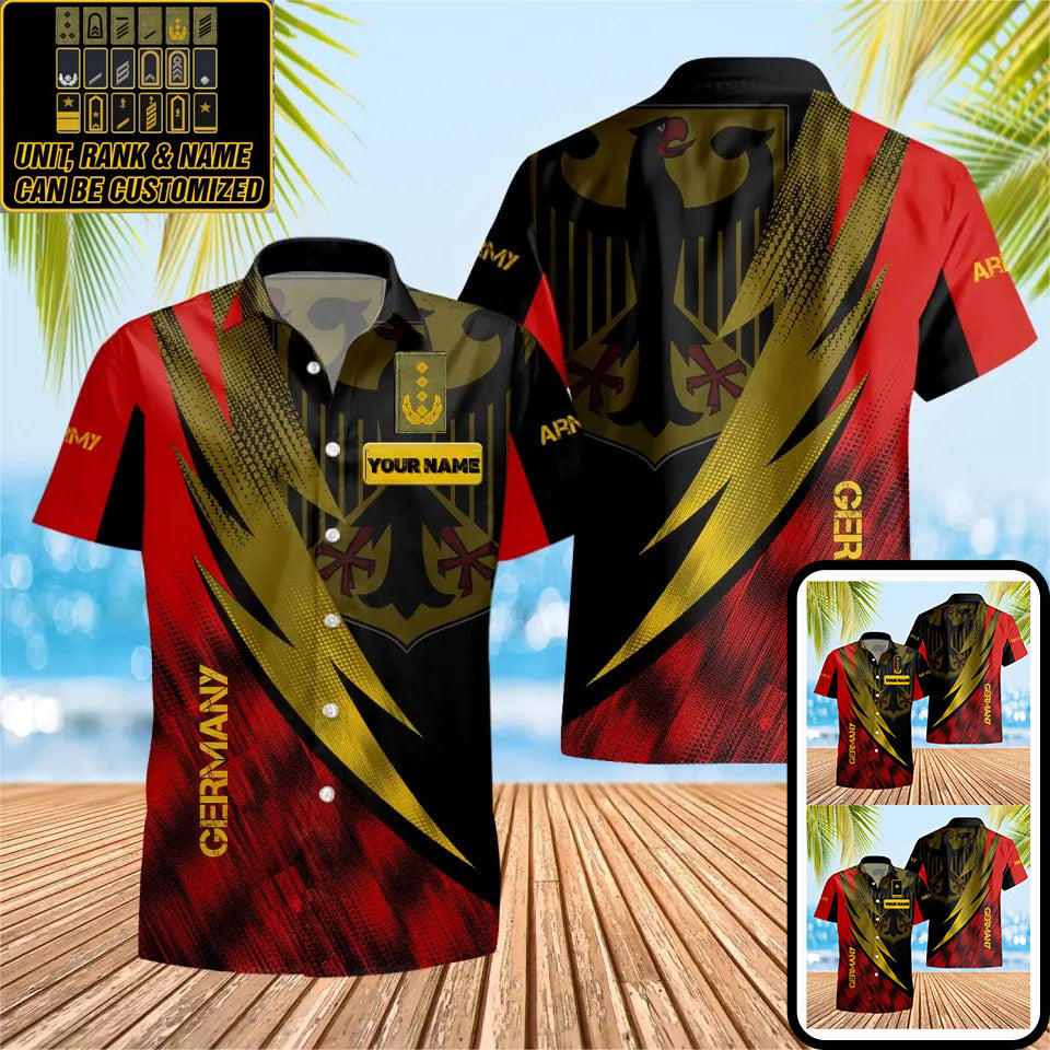 Personalized German Solider/ Veteran Camo With Name And Rank Hawaii Shirt 3D Printed - 16835040