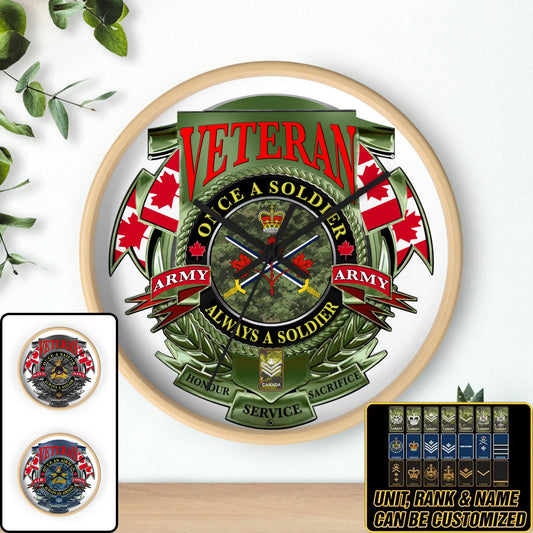 Personalized Rank Canadian Soldier/Veterans Camo Wooden Clock - 0102240016