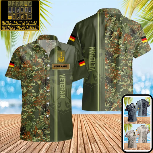 Personalized German Solider/ Veteran Camo With Name And Rank Hawaii Shirt 3D Printed - 0604230005