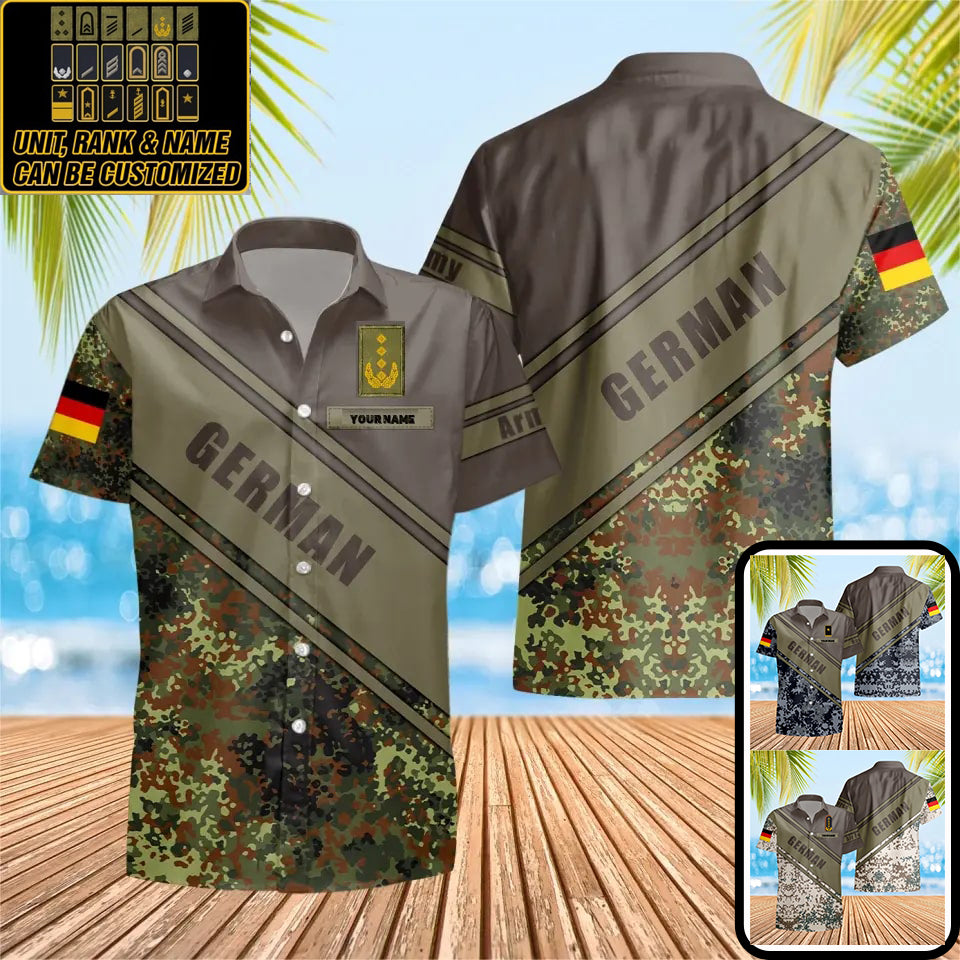 Personalized German Solider/ Veteran Camo With Name And Rank Hawaii Shirt 3D Printed - 16828128