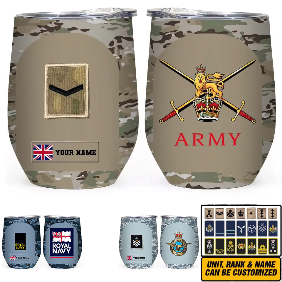 Personalized United Kingdom Veteran/ Soldier With Rank And Name Camo Tumbler All Over Printed - 17068320