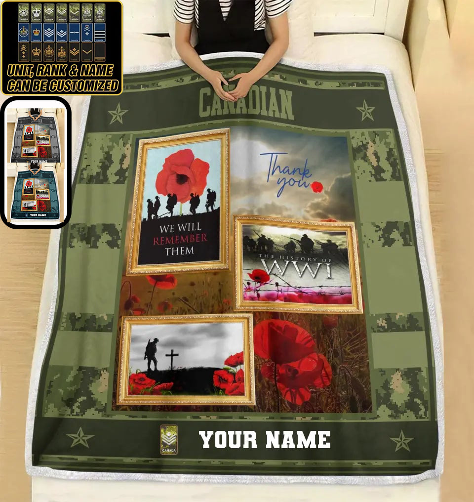 Personalized Canadian Soldier/ Veteran Camo With Name And Rank Fleece Blanket 3D Printed - 1310230001