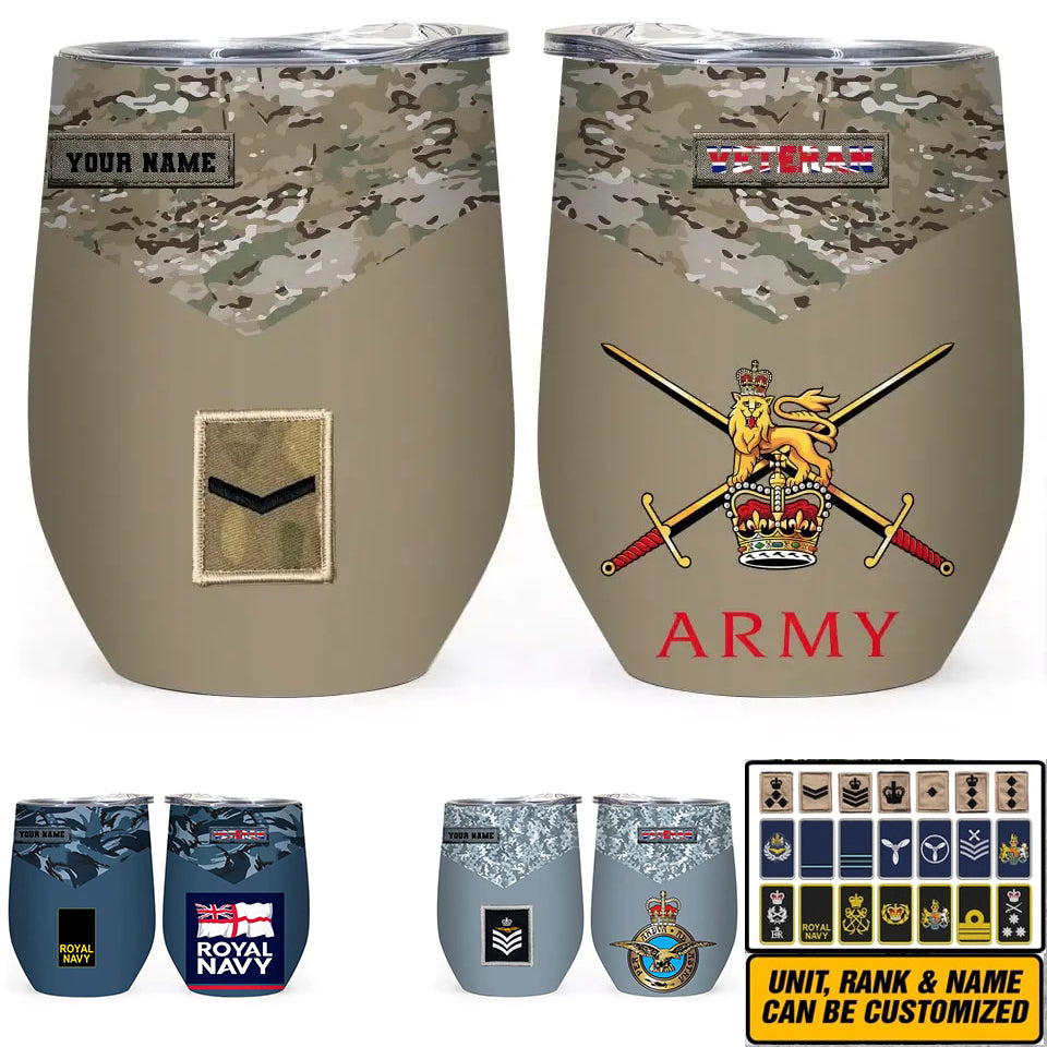 Personalized United Kingdom Veteran/ Soldier With Rank  Camo Tumbler All Over Printed - 0202240018