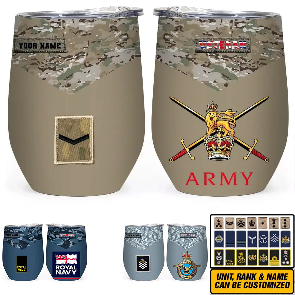 Personalized United Kingdom Veteran/ Soldier With Rank  Camo Tumbler All Over Printed - 1706832017
