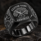 Arborist Heritage Emblem ring in Black, showing CUSTOM NAME and SINCE 2000