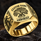 Arborist Heritage Emblem ring in Gold, showing CUSTOM NAME and SINCE 2000