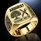 Arborist Twin Icons ring in Gold, showing CUSTOM NAME and SINCE 2000