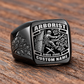 Arborist Black Face Badge ring in Black, showing CUSTOM NAME and SINCE 2000
