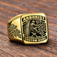 Arborist Black Face Badge ring in Gold, showing CUSTOM NAME and SINCE 2000