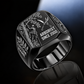 Arborist Split Emblem ring in Black, showing CUSTOM NAME and SINCE 2000