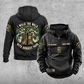 Arborist Walk the Walk Badge Vintage Hoodie in Black, front and back views with sample chest text CUSTOM NAME and SINCE 2000, curved back banners, tree and boots artwork, sleeve motifs and plain lower pouch.