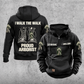 Arborist Proud Walk Vintage Hoodie in Black, front and back views with sample text CUSTOM NAME and SINCE 2000, tree-care sleeve motifs, and I WALK THE WALK / PROUD / ARBORIST boot artwork.