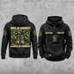 Arborist Once and Always Vintage Hoodie in Black, separate front and back views with CUSTOM NAME and SINCE 2000 chest samples, tree-care sleeve motifs, plain lower pouch and framed work-boots back artwork.